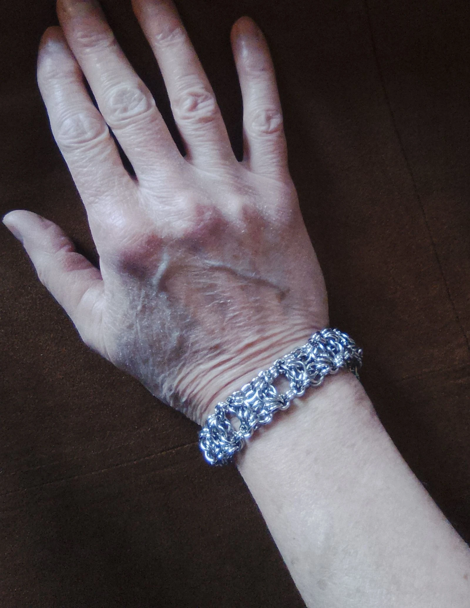Bracelet manchette chainmail bizantin "diamant" unisexe